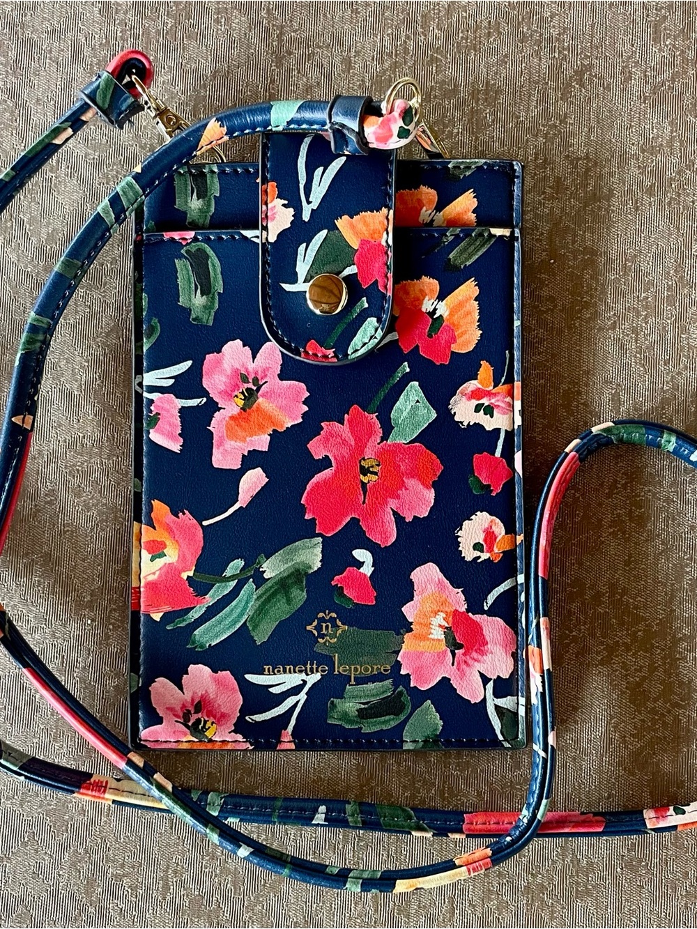Nanette Lepore Navy Floral Crossbody Phone Pouch